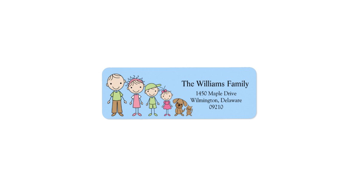 Stick Figure Family Return Address Labels | Zazzle.com