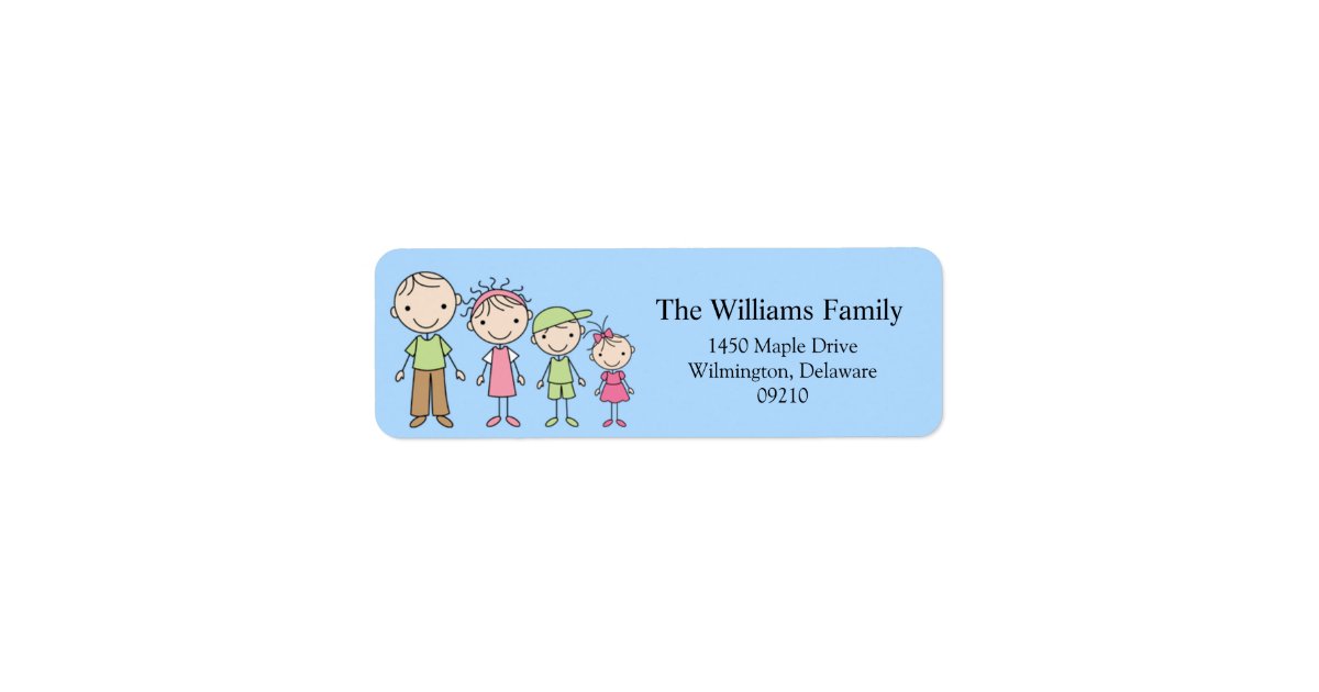 Stick Figure Family Return Address Labels | Zazzle.com