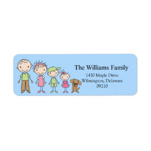 Stick Figure Family Return Address Labels