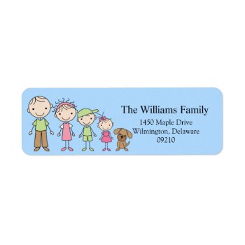 Stick Figure Family Return Address Labels by eventfulcards at Zazzle