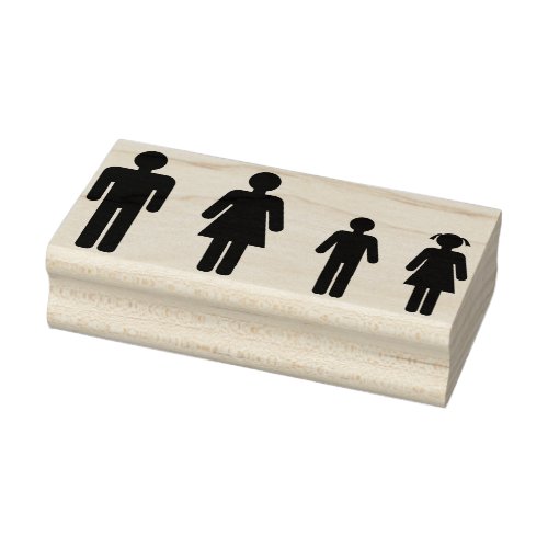 Stick Figure Family Rubber Stamp