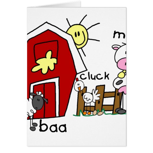 Stick Figure Farm Animals Cards (Front)