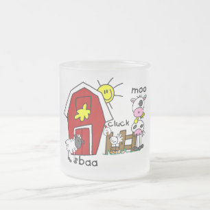 Stick Figure Farm Animals Tshirts and Gifts Frosted Glass Coffee Mug