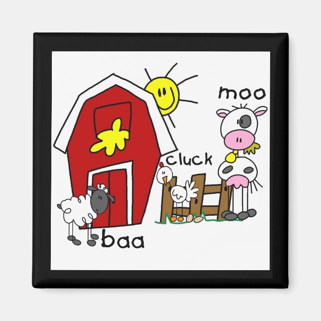 Stick Figure Farm Animals Tshirts and Gifts Magnet (Front)