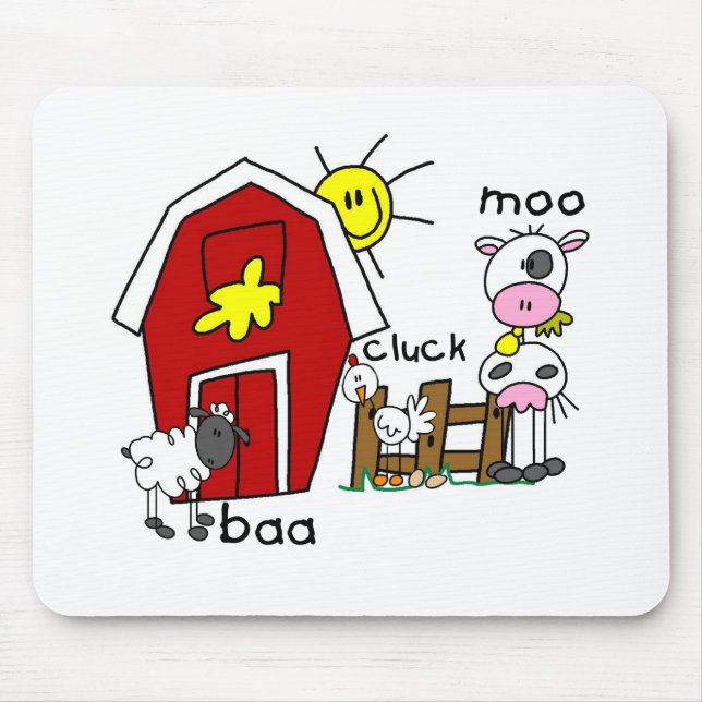 Stick Figure Farm Animals Tshirts and Gifts Mouse Pad (Front)