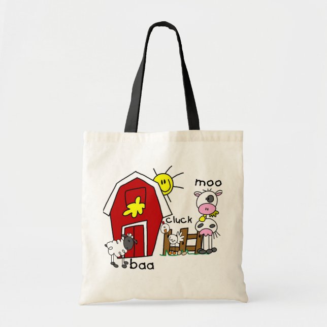 Stick Figure Farm Animals Tshirts and Gifts Tote Bag (Front)