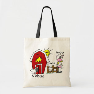 Stick Figure Farm Animals Tshirts and Gifts Tote Bag