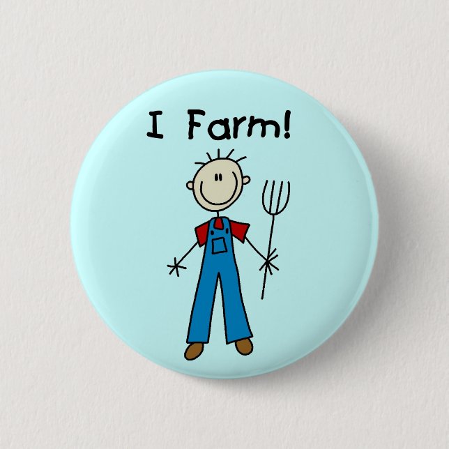 Stick Figure Farmer Tshirts and Gifts Button (Front)