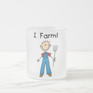Stick Figure Farmer Tshirts and Gifts Frosted Glass Coffee Mug