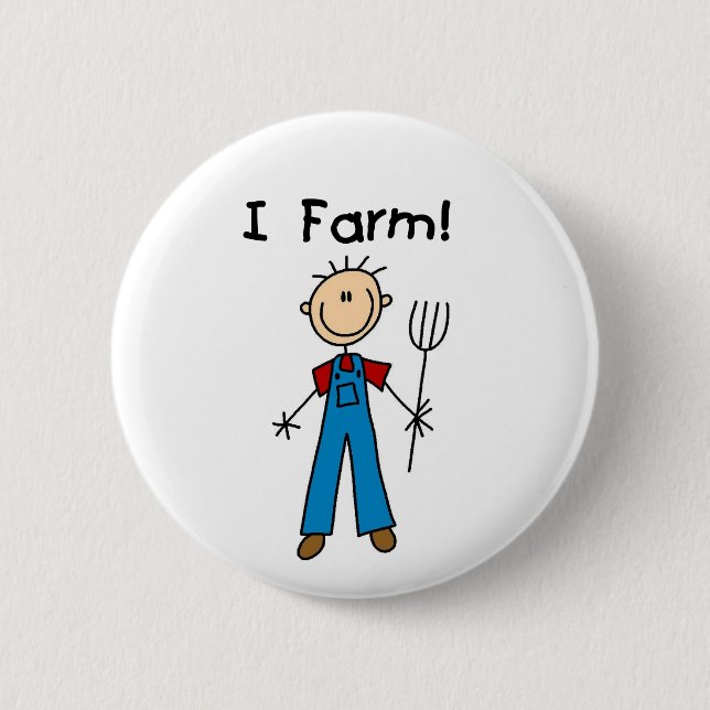Stick Figure Farmer Tshirts and Gifts Pinback Button (Front)