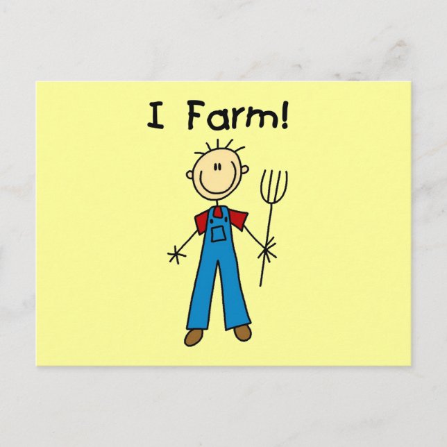 Stick Figure Farmer Tshirts and Gifts Postcard (Front)