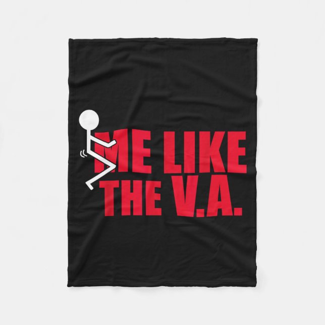 Stick Figure Fck Me Like The Va Funny Veteran Dark Fleece Blanket (Front)