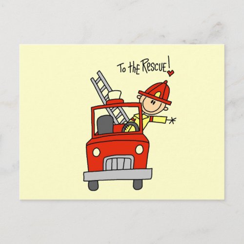 Stick Figure Firefighter to the Rescue Postcard