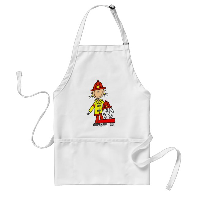 Stick Figure Firefighter with Dalmation Apron (Front)