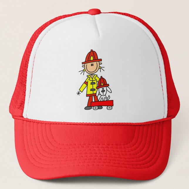 Stick Figure Firefighter with Dalmation Hat (Front)