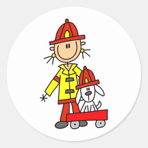 Stick Figure Firefighter with Dalmation Sticker