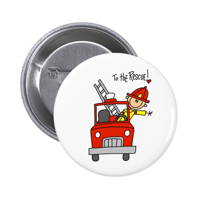 Stick Figure Firefighter with Fire Engine Button