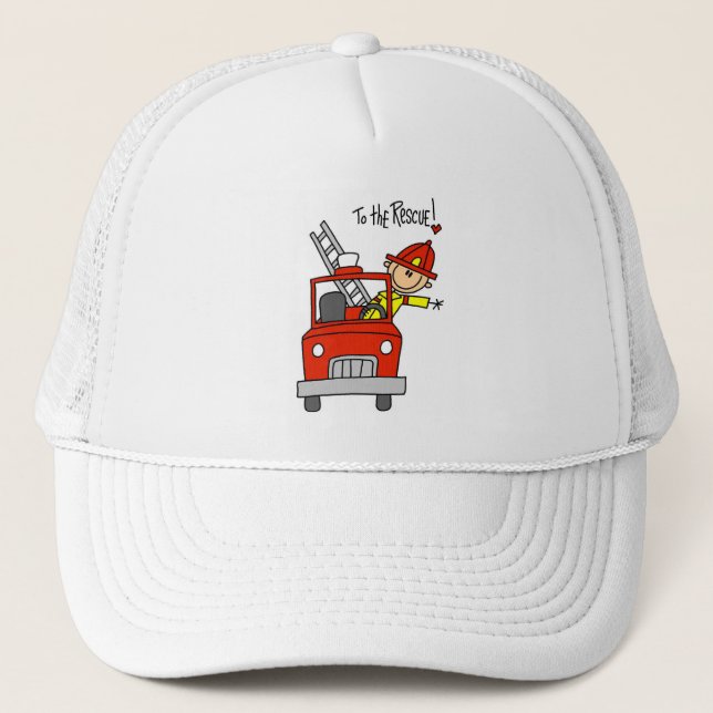 Stick Figure Firefighter with Fire Engine Hat (Front)