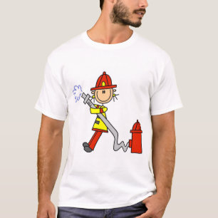Stick Figure Firefighter with Hose T-Shirt
