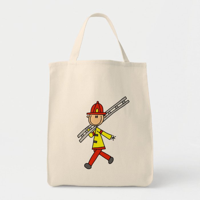 Stick Figure Firefighter with Ladder Bag