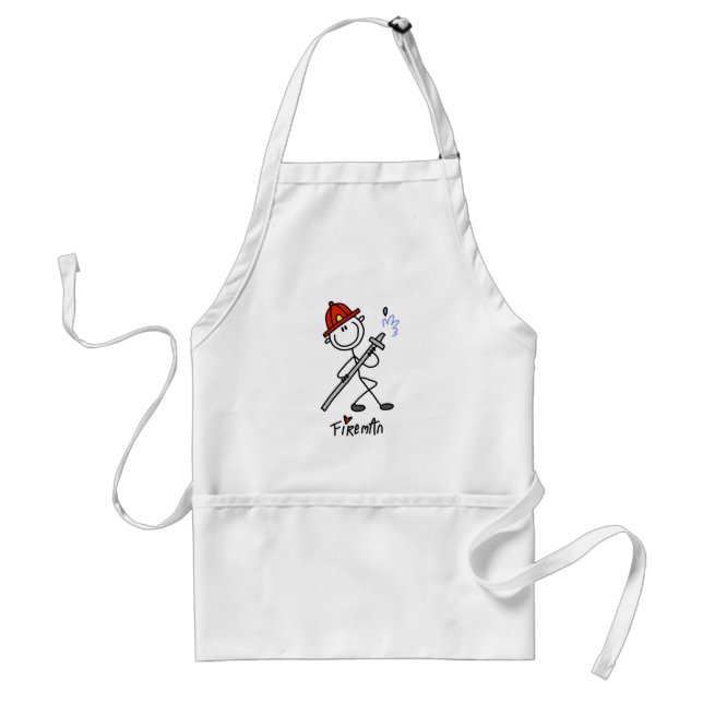 Stick Figure Fireman Adult Apron (Front)