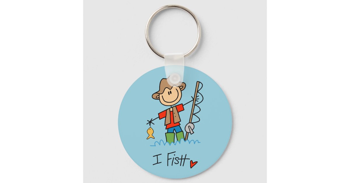 Stick Figure Fisherman Keychain | Zazzle