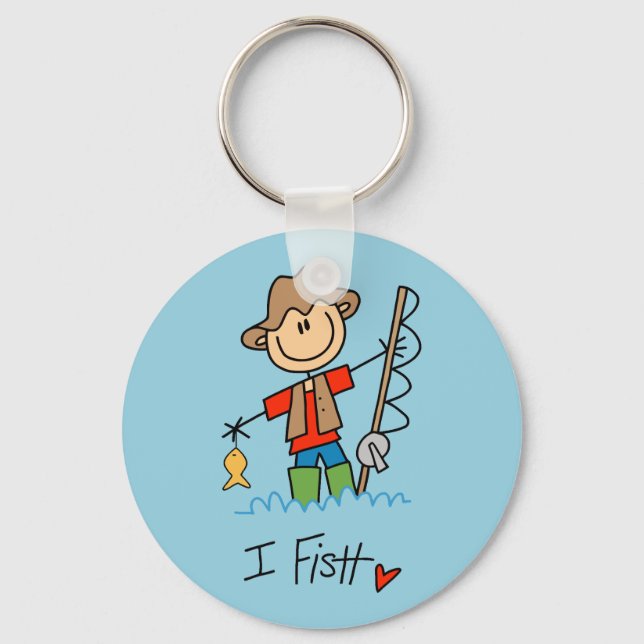 Stick Figure Fisherman Keychain (Front)
