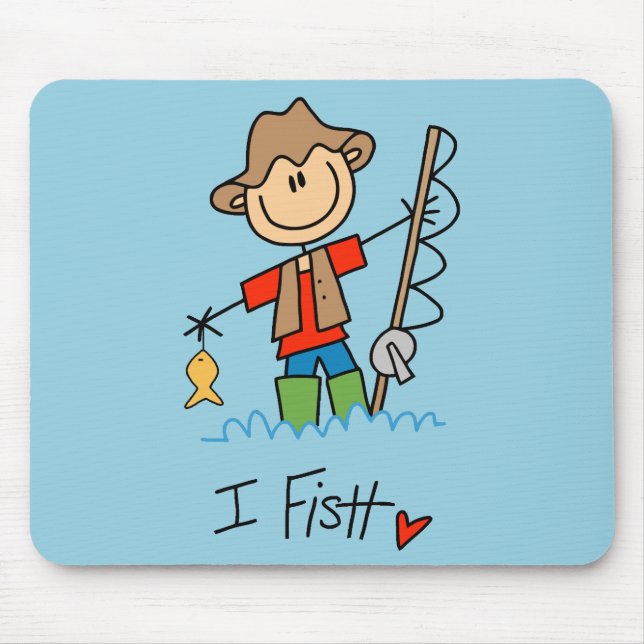 Stick Figure Fisherman Mouse Pad (Front)