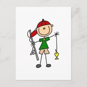 Stick Figure Fishing Tshirts and Gifts Postcard