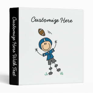 Stick Figure Football Blue 3 Ring Binder