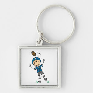 Stick Figure Football Blue Keychain