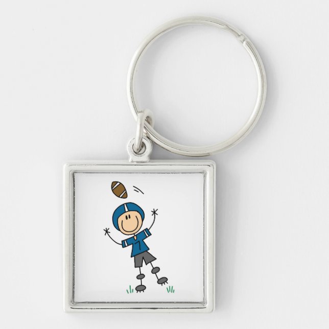 Stick Figure Football Blue Keychain (Front)