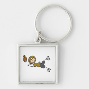 Stick Figure Football Gold Keychain