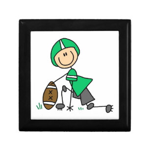 Stick Figure Football Green Jewelry Box