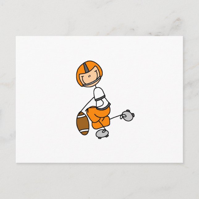 Stick Figure Football Orange Postcard (Front)
