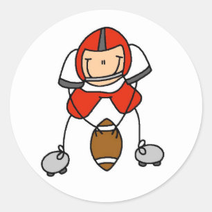 Stick Figure Football Red Classic Round Sticker