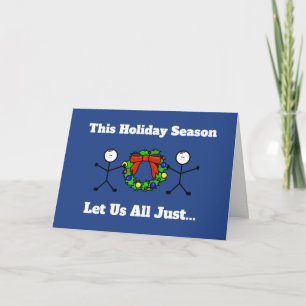 Stick Figure Gay Men Couple Christmas Card