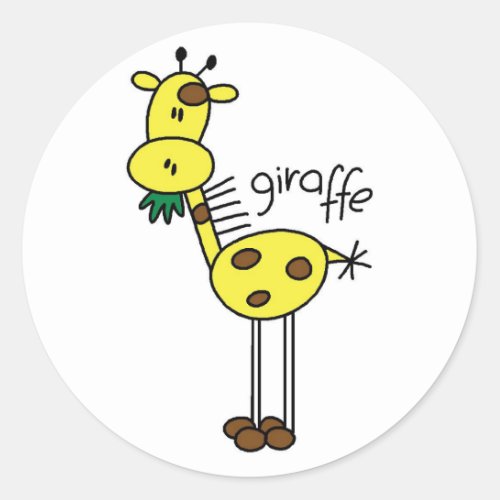 Stick Figure Giraffe T_shirts and Gifts Classic Round Sticker
