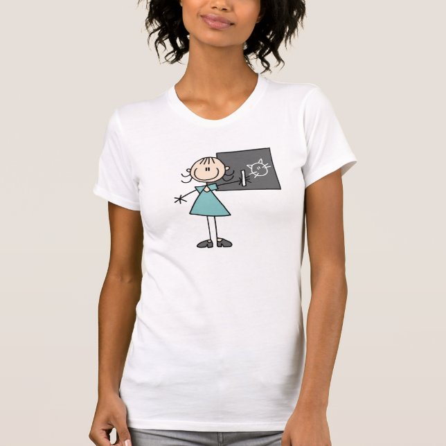 Stick Figure Girl at  Chalk Board T-shirt (Front)