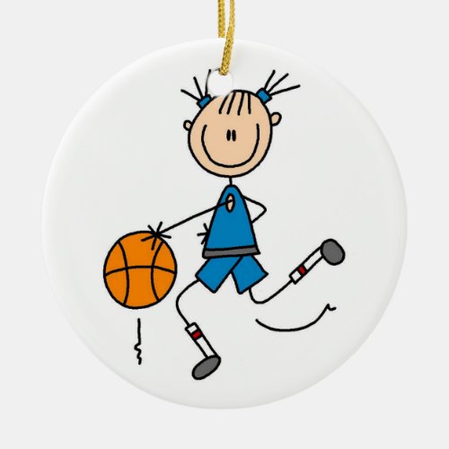 Stick Figure Girl Basketball Player Tshirts Ceramic Ornament