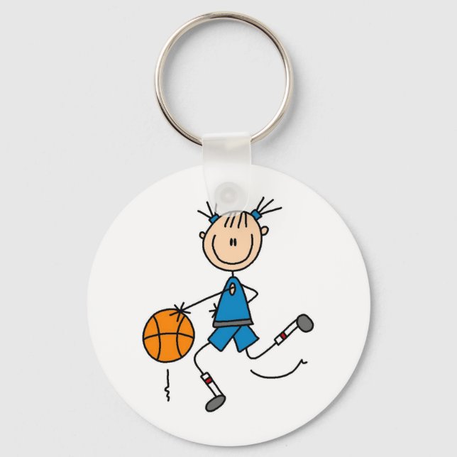 Stick Figure Girl Basketball Player Tshirts Keychain (Front)
