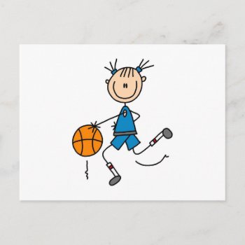 Stick Figure Girl Basketball Player Tshirts Postcard by sport_shop at Zazzle