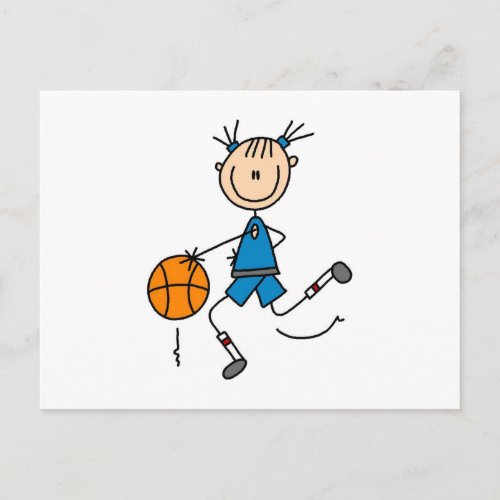 Stick Figure Girl Basketball Player Tshirts Postcard
