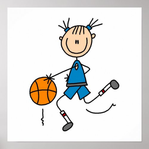Stick Figure Girl Basketball Player Tshirts Poster