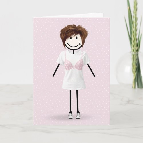 Stick Figure Girl Breast Cancer Survivor Card