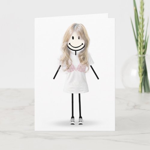 Stick Figure Girl Breast Cancer Survivor Card