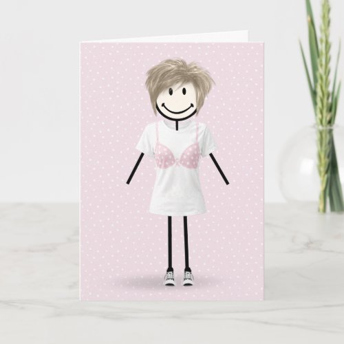 Stick Figure Girl Breast Cancer Survivor Card