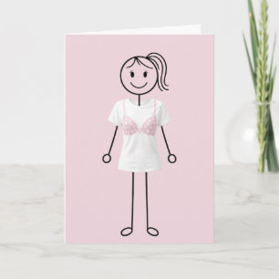 Stick Figure Girl Breast Cancer Survivor Card