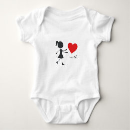 Stick Figure Girl Catching Heart Graphic Tee