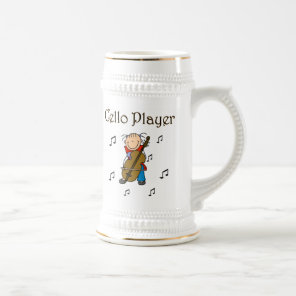 Stick Figure Girl Cello Player T-shirts and Gifts Beer Stein